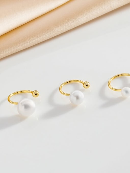 ES1724 [White Pearl] 925 Sterling Silver Freshwater Pearl Irregular Minimalist Hook Earring